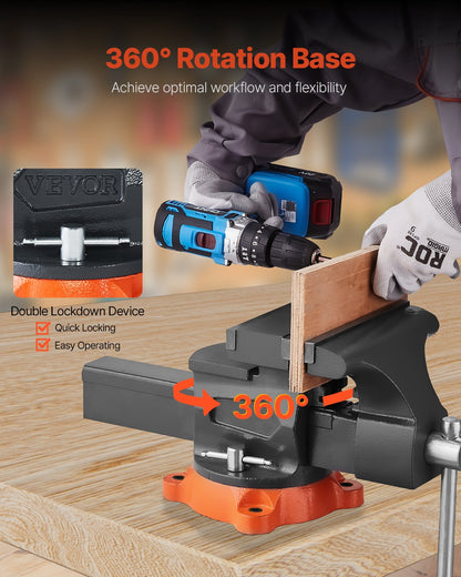 203 mm Bench Vice Multipurpose Heavy Duty Ductile Iron Swivel Locking Base - Image 5