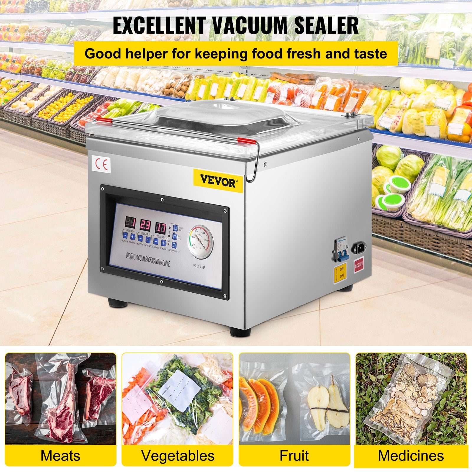 DZ-260C Digital Vacuum Sealer Food Vacuum Sealing Packing Machine 220V - Image 2
