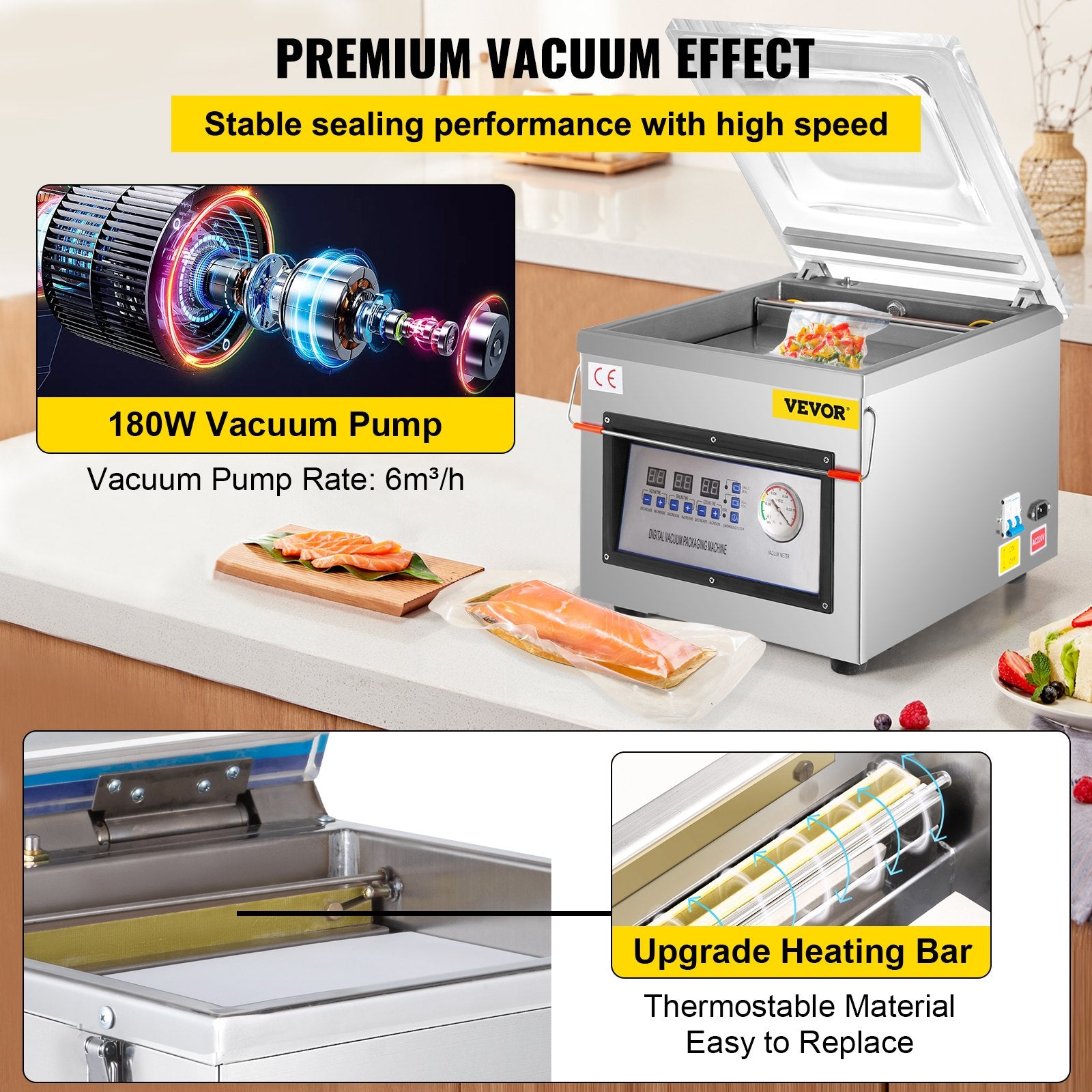 DZ-260C Digital Vacuum Sealer Food Vacuum Sealing Packing Machine 220V - Image 3