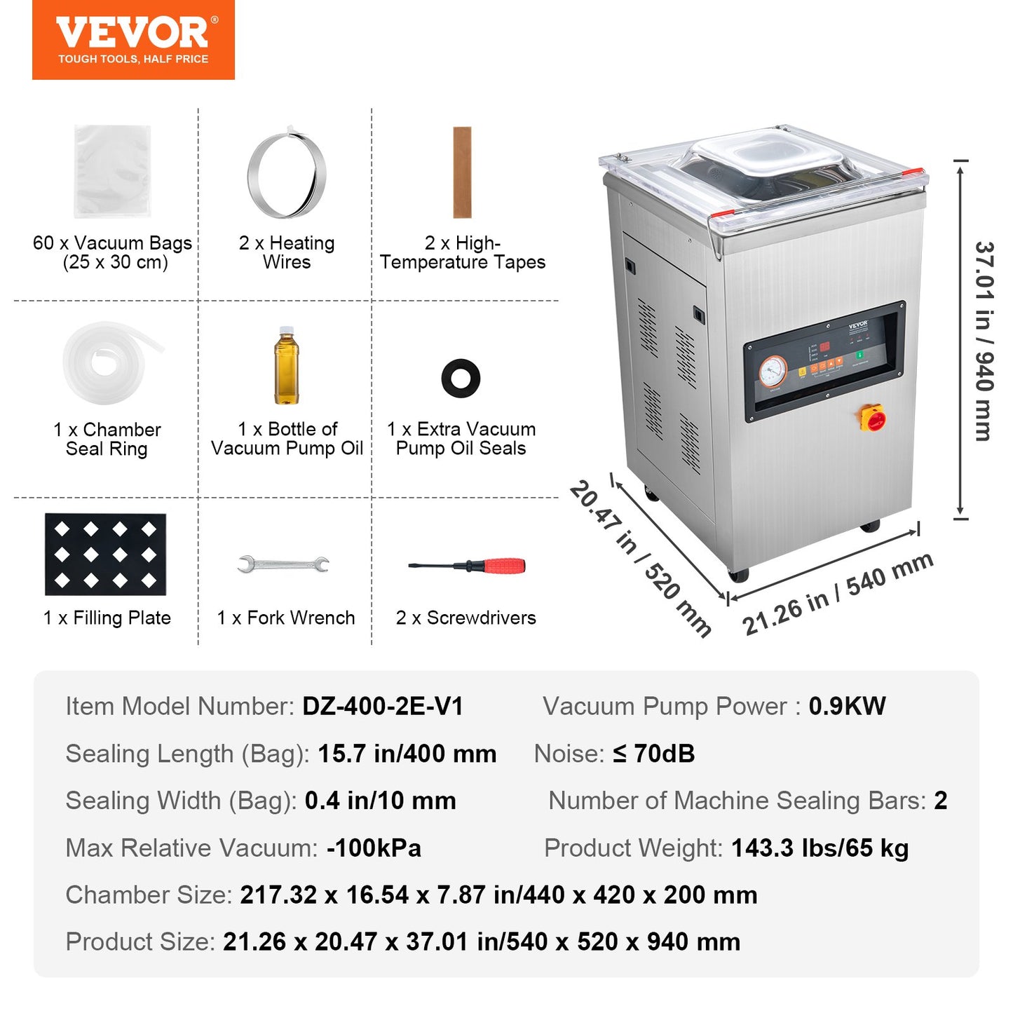 DZ-400/2E Automatic Extra Deep Vacuum Sealer Food Vacuum Sealing Packing Machine 220V - Image 7