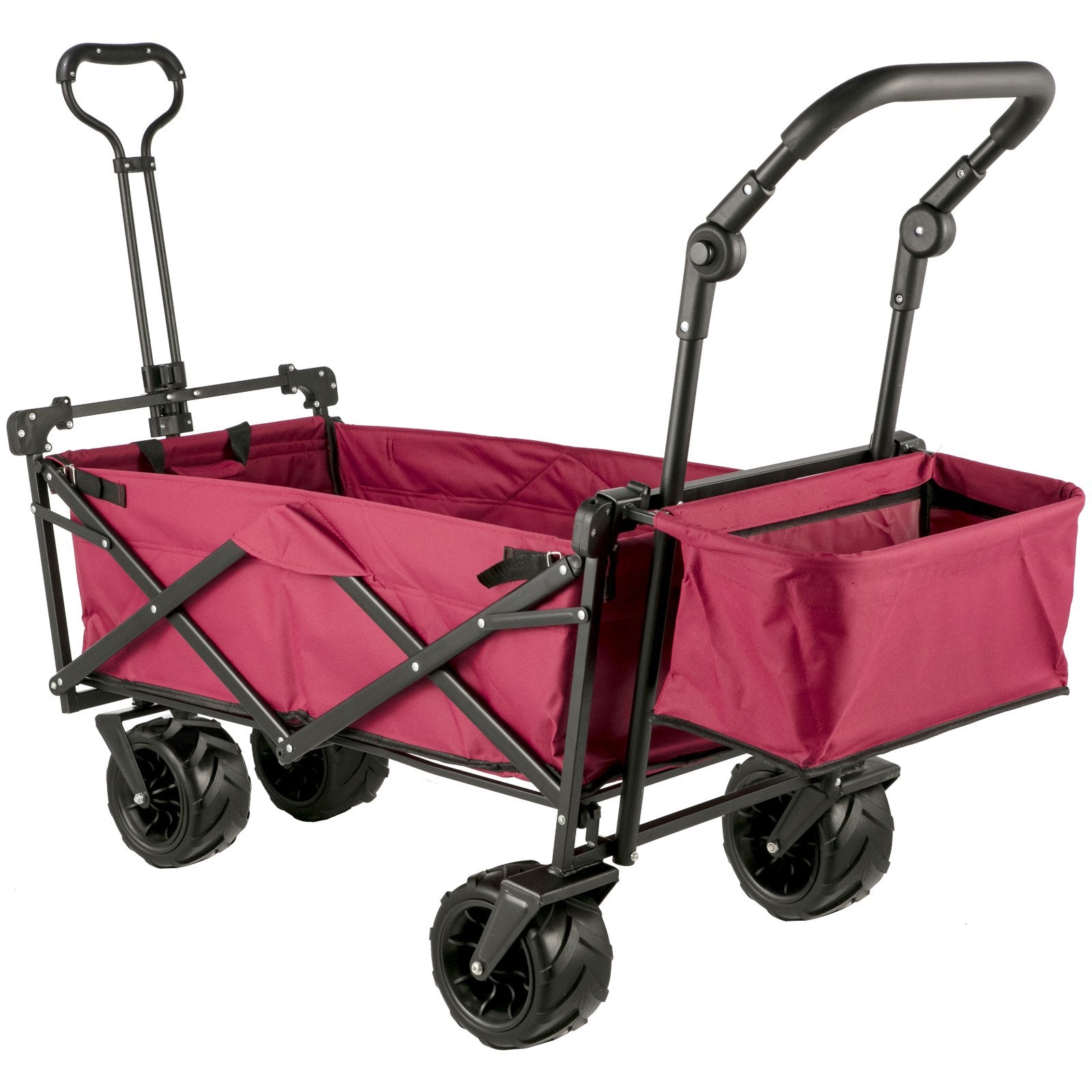 Folding Wagon Cart, Collapsible Folding Garden Cart w/ Shade Beach Utility - Image 9