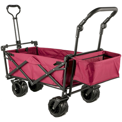 Folding Wagon Cart, Collapsible Folding Garden Cart w/ Shade Beach Utility - Image 9