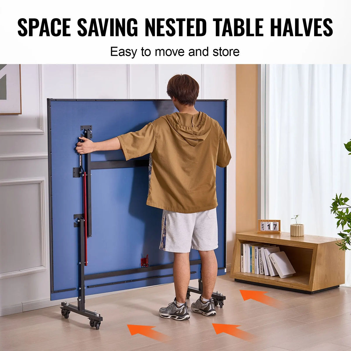 Ping Pong Table Foldable Table Tennis Game Table Indoor with Clamp Net - Image 5