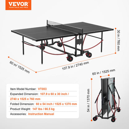 Ping Pong Table Foldable Table Tennis Game Table Indoor Outdoor with Net - Image 7