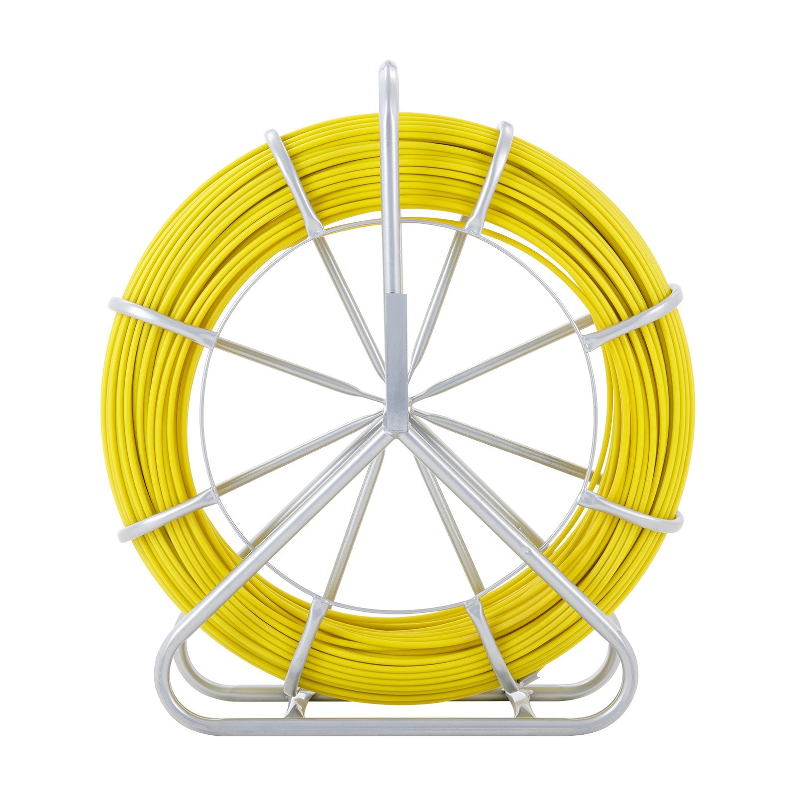 Fish Tape Fiberglass, 150 m, 7.9 mm, Duct Rodder Fishtape Wire Puller, Cable Running Rod with Steel Reel Stand, 3 Pulling Heads, Fishing Tools for Walls and Electrical Conduit, Non-Conductive - Image 9