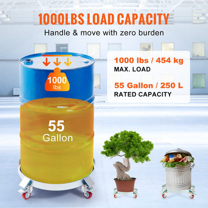 2PCS 250 L Heavy Duty Drum Dolly, 454 kg Load Capacity, Barrel Dolly Cart Drum Caddy, Non Tipping Hand Truck Capacity Dollies with Steel Frame 4 Swivel Casters Wheel, for Drum Handling - Image 3