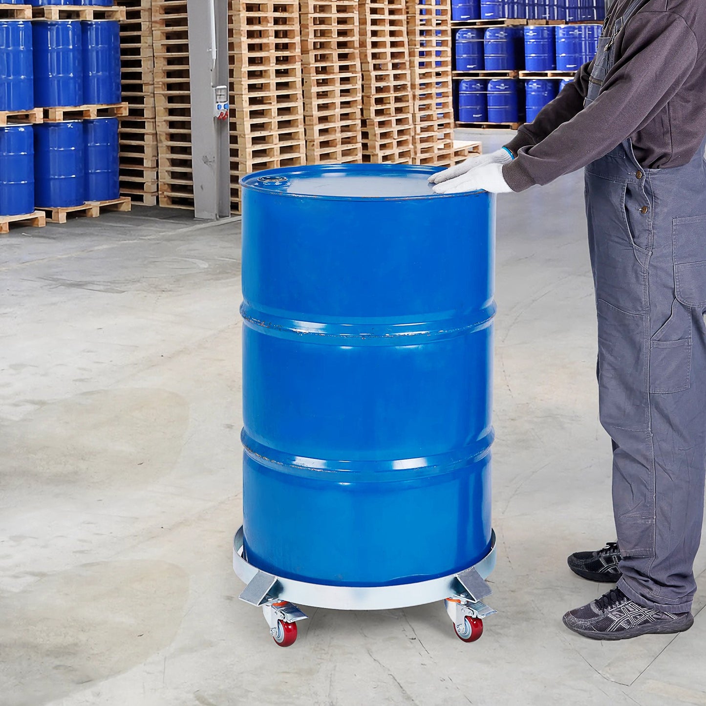2PCS 250 L Heavy Duty Drum Dolly, 454 kg Load Capacity, Barrel Dolly Cart Drum Caddy, Non Tipping Hand Truck Capacity Dollies with Steel Frame 4 Swivel Casters Wheel, for Drum Handling - Image 8