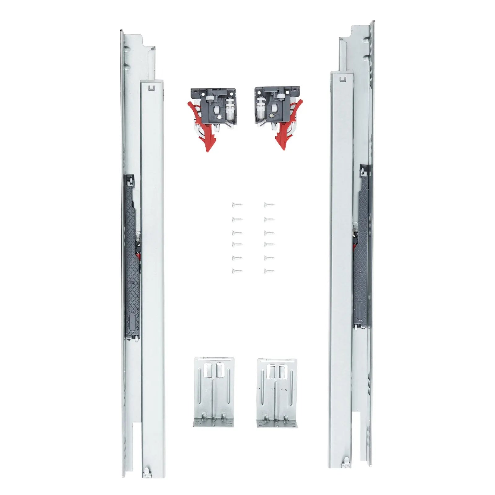10 Pairs of 533.4mm Drawer Bottom Side Mount Rails, Heavy Duty Full Ball Bearing Extension Steel Track, Soft-Close Noiseless Guide Glides Cabinet Kitchen Runners with Locking Mechanism, 100 Lbs
