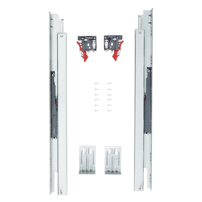 10 Pairs of 533.4mm Drawer Bottom Side Mount Rails, Heavy Duty Full Ball Bearing Extension Steel Track, Soft-Close Noiseless Guide Glides Cabinet Kitchen Runners with Locking Mechanism, 100 Lbs