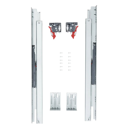 10 Pairs of 533.4mm Drawer Bottom Side Mount Rails, Heavy Duty Full Ball Bearing Extension Steel Track, Soft-Close Noiseless Guide Glides Cabinet Kitchen Runners with Locking Mechanism, 100 Lbs