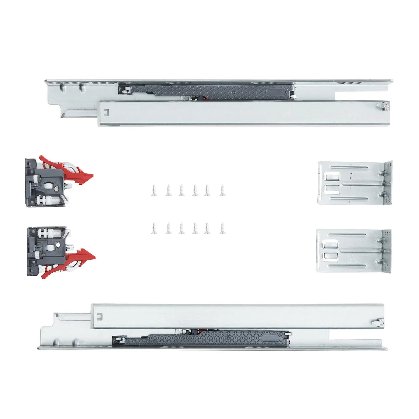 6 Pairs of 457.2mm Drawer Bottom Side Mount Rails, Heavy Duty Full Ball Bearing Extension Steel Track, Soft-Close Noiseless Guide Glides Cabinet Kitchen Runners with Locking Mechanism, 100 Lbs
