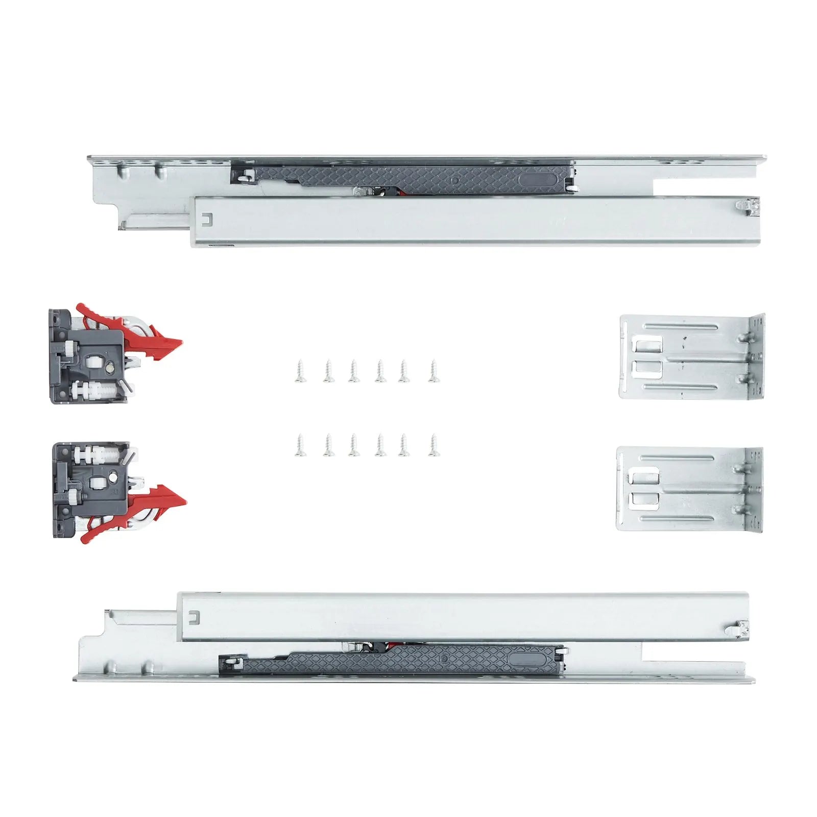 6 Pairs of 457.2mm Drawer Bottom Side Mount Rails, Heavy Duty Full Ball Bearing Extension Steel Track, Soft-Close Noiseless Guide Glides Cabinet Kitchen Runners with Locking Mechanism, 100 Lbs