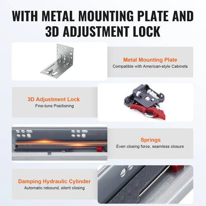 6 Pairs of 457.2mm Drawer Bottom Side Mount Rails, Heavy Duty Full Ball Bearing Extension Steel Track, Soft-Close Noiseless Guide Glides Cabinet Kitchen Runners with Locking Mechanism, 100 Lbs - Image 3