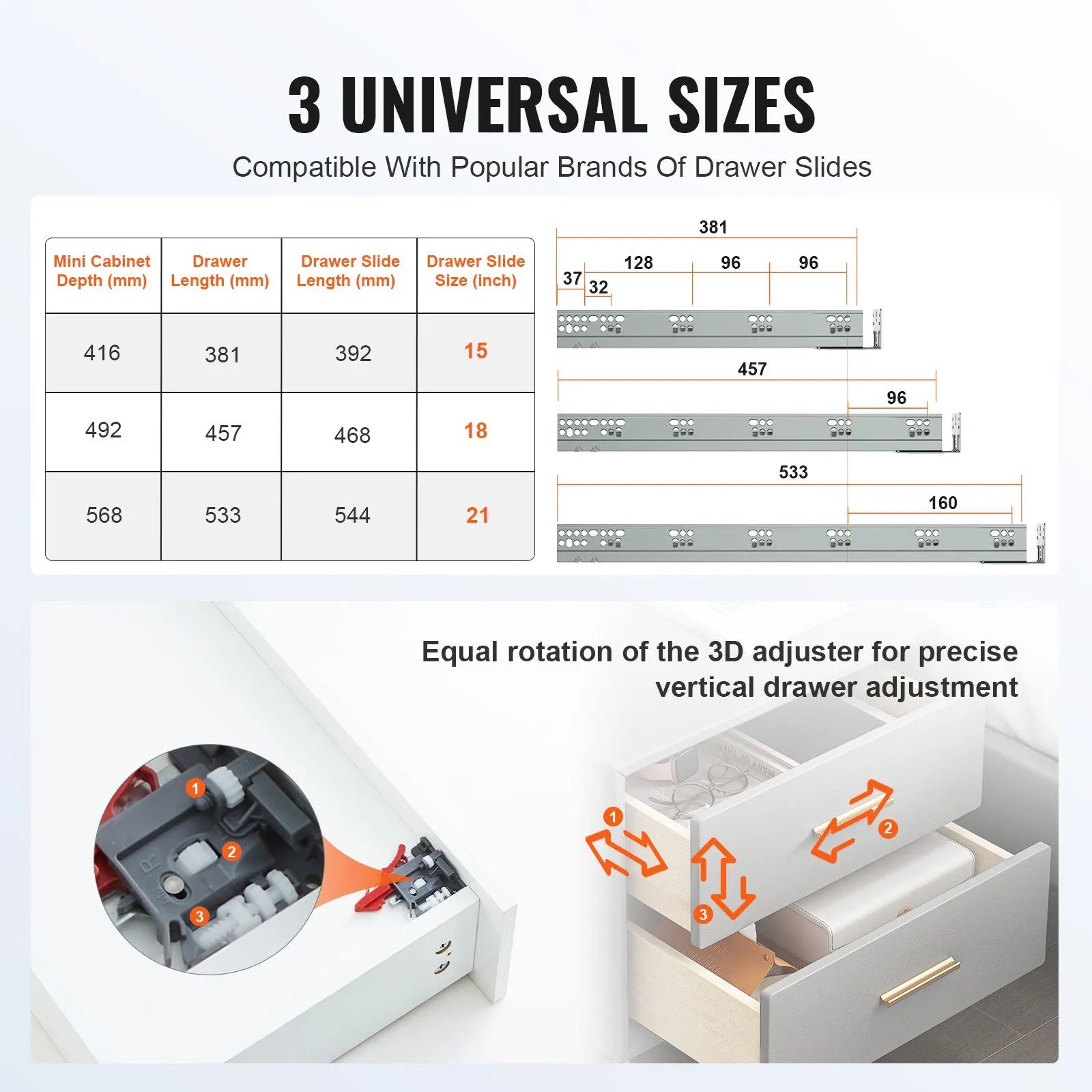 6 Pairs of 457.2mm Drawer Bottom Side Mount Rails, Heavy Duty Full Ball Bearing Extension Steel Track, Soft-Close Noiseless Guide Glides Cabinet Kitchen Runners with Locking Mechanism, 100 Lbs - Image 5