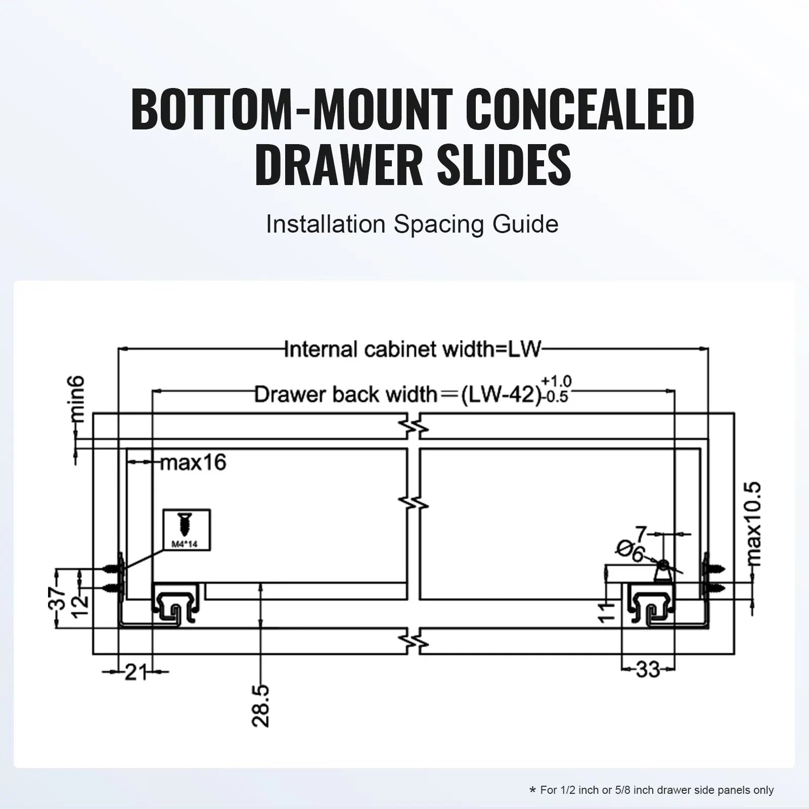 6 Pairs of 457.2mm Drawer Bottom Side Mount Rails, Heavy Duty Full Ball Bearing Extension Steel Track, Soft-Close Noiseless Guide Glides Cabinet Kitchen Runners with Locking Mechanism, 100 Lbs - Image 6