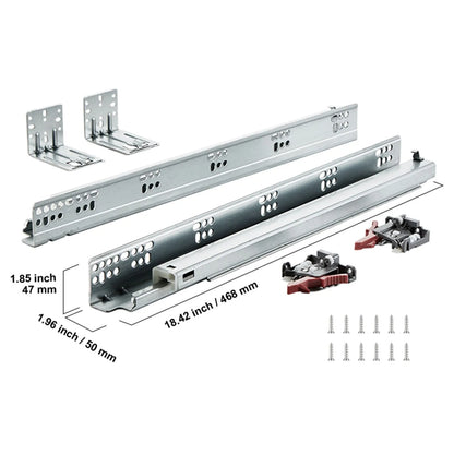 6 Pairs of 457.2mm Drawer Bottom Side Mount Rails, Heavy Duty Full Ball Bearing Extension Steel Track, Soft-Close Noiseless Guide Glides Cabinet Kitchen Runners with Locking Mechanism, 100 Lbs - Image 8