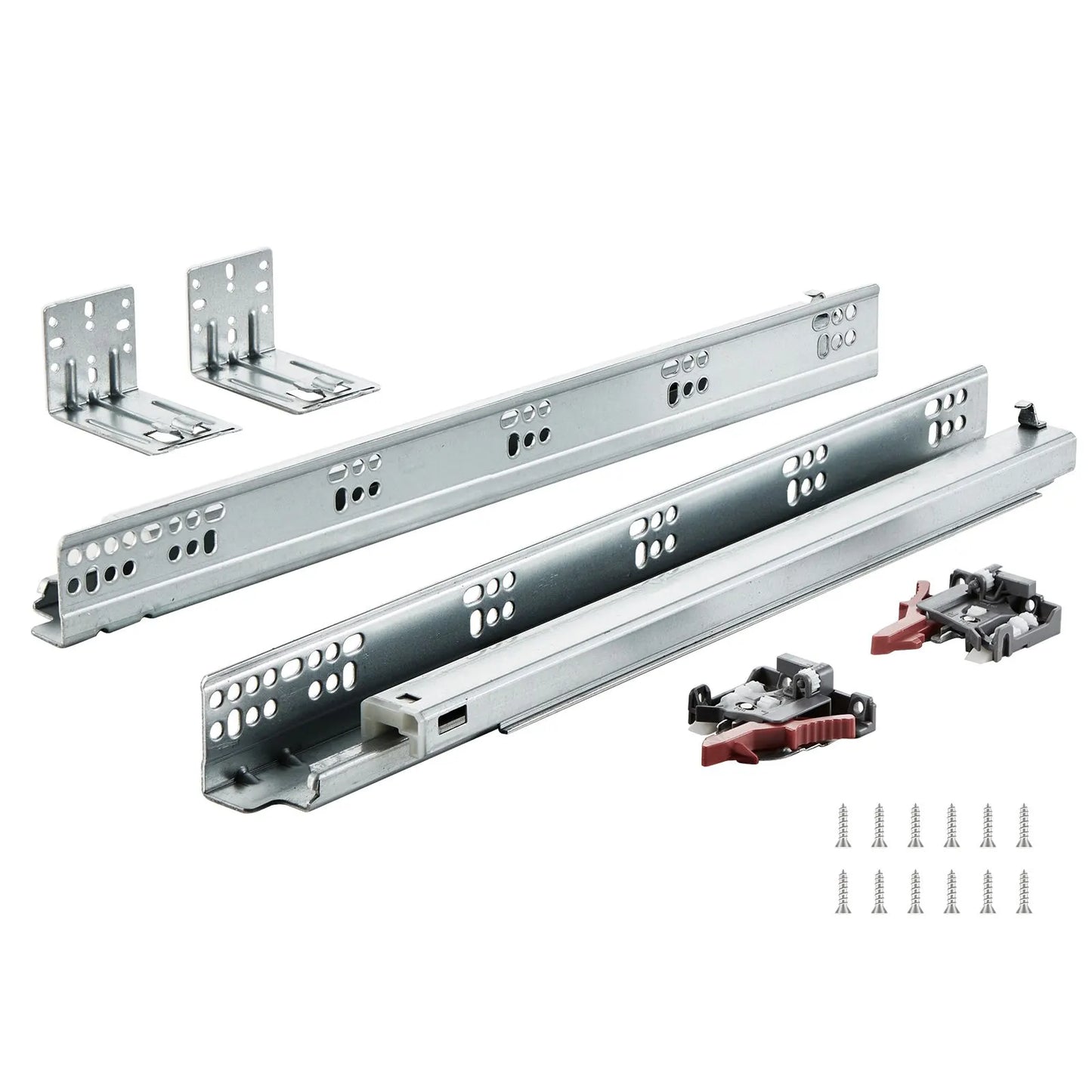 6 Pairs of 457.2mm Drawer Bottom Side Mount Rails, Heavy Duty Full Ball Bearing Extension Steel Track, Soft-Close Noiseless Guide Glides Cabinet Kitchen Runners with Locking Mechanism, 100 Lbs - Image 9