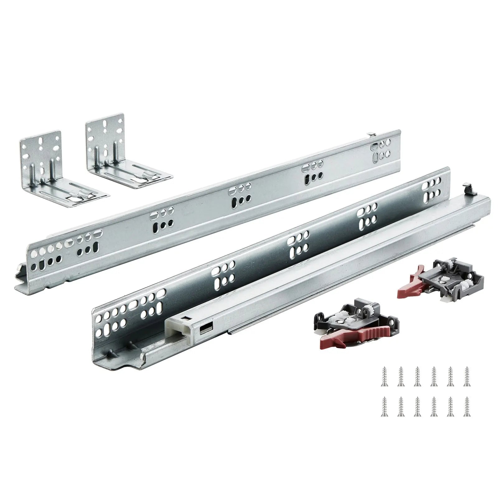 6 Pairs of 457.2mm Drawer Bottom Side Mount Rails, Heavy Duty Full Ball Bearing Extension Steel Track, Soft-Close Noiseless Guide Glides Cabinet Kitchen Runners with Locking Mechanism, 100 Lbs - Image 9