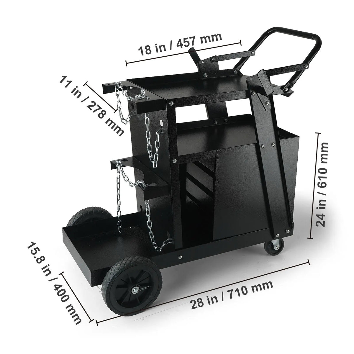 Welding Cart, 2-Tier 4 Drawers Welder Cart with 265 LBS Weight Capacity, Swivel Wheels, Tank Storage Safety Chains, Heavy Duty Rolling MIG Welder Cart for Mig Welder and Plasma Cutter - Image 8