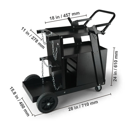 Welding Cart, 2-Tier 4 Drawers Welder Cart with 265 LBS Weight Capacity, Swivel Wheels, Tank Storage Safety Chains, Heavy Duty Rolling MIG Welder Cart for Mig Welder and Plasma Cutter - Image 8