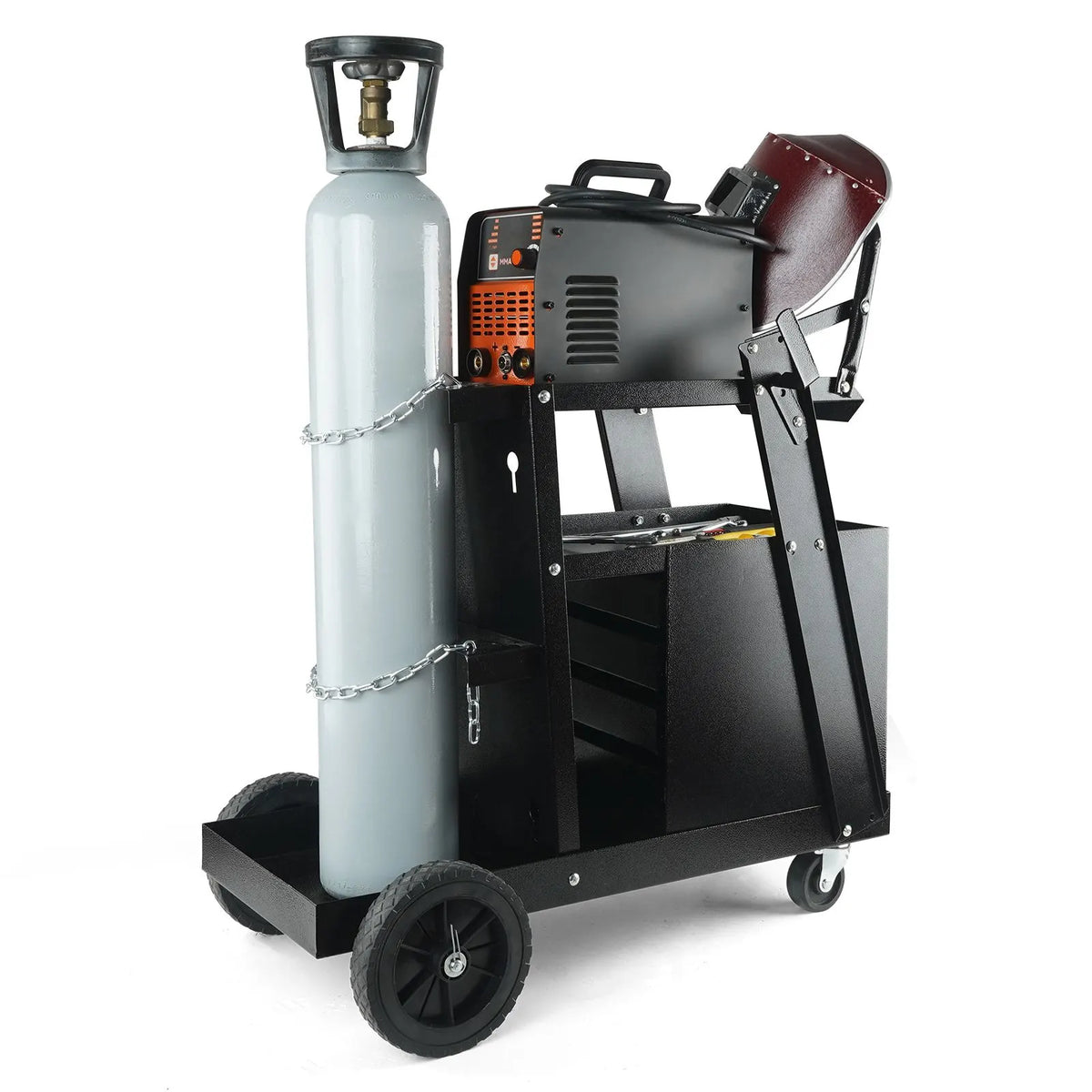 Welding Cart, 2-Tier 4 Drawers Welder Cart with 265 LBS Weight Capacity, Swivel Wheels, Tank Storage Safety Chains, Heavy Duty Rolling MIG Welder Cart for Mig Welder and Plasma Cutter - Image 9