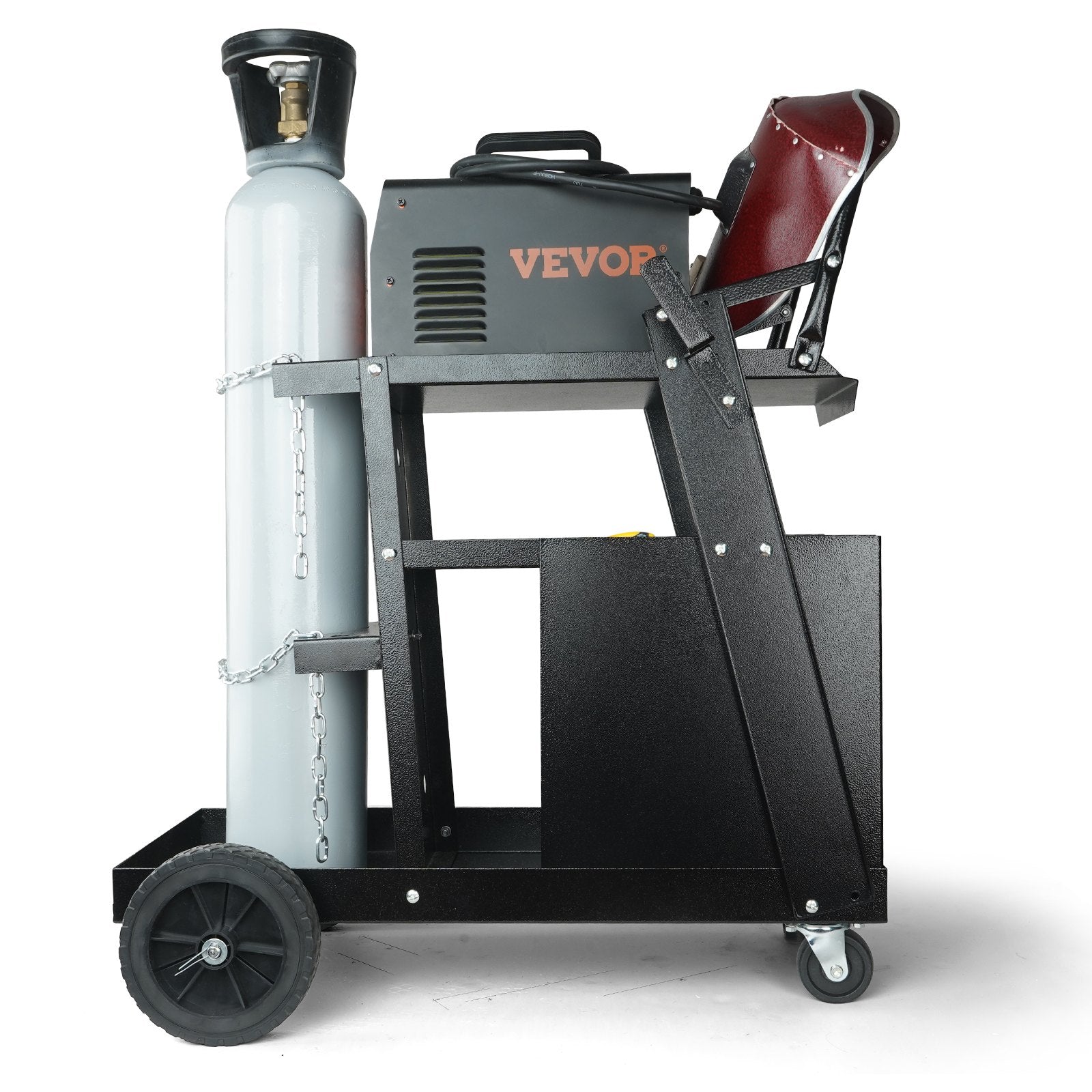 Welding Cart, 2-Tier 4 Drawers Welder Cart with 265 LBS Weight Capacity, Swivel Wheels, Tank Storage Safety Chains, Heavy Duty Rolling MIG Welder Cart for Mig Welder and Plasma Cutter - Image 9