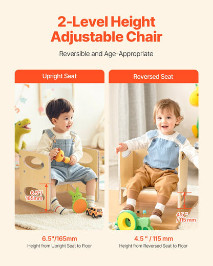 Montessori Weaning Table and Chair Set, Wooden Toddler Table and Chair Set for Aged 1-5, Adjustable Height Kids Montessori Chair and Activity Table, Ideal for Reading, Eating, Playing - Natural - Image 5