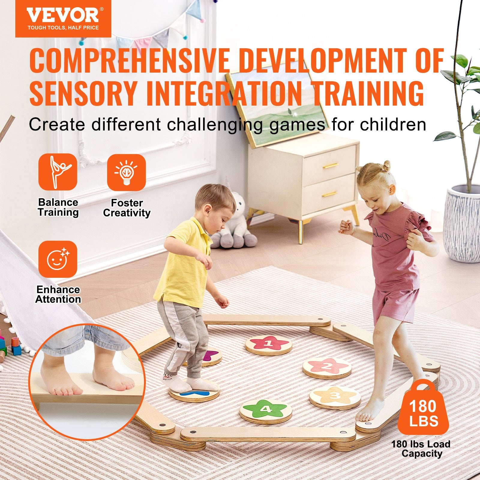 Kids Balance Beam Stepping Stones Gymnastics Children Balance Board 6 PCS - Image 2