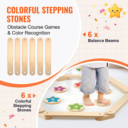 Kids Balance Beam Stepping Stones Gymnastics Children Balance Board 6 PCS - Image 3