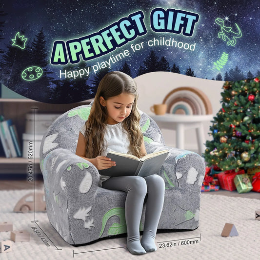Toddler Chair Glow in the Dark Plush Baby Chair Playroom Furniture Grey - Image 2