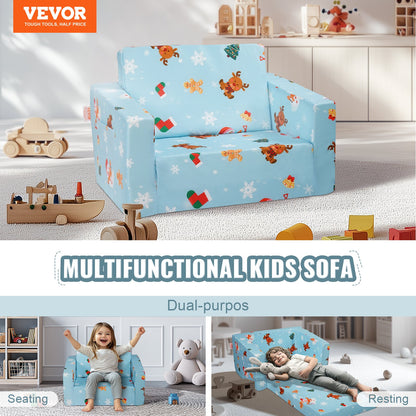 Baby Chair Foldable 2-in-1 Baby Lounger Couch Cartoon Kids Sofa Pink - Image 2