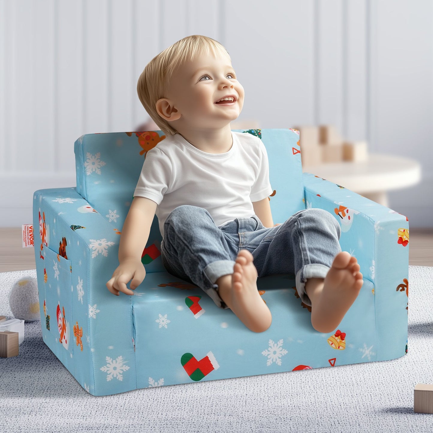 Baby Chair Foldable 2-in-1 Baby Lounger Couch Cartoon Kids Sofa Pink - Image 8
