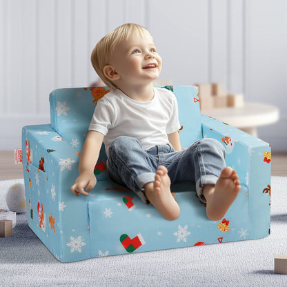 Baby Chair Foldable 2-in-1 Baby Lounger Couch Cartoon Kids Sofa Pink - Image 8
