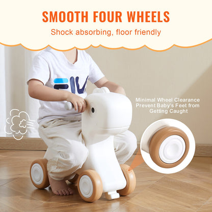 3 in 1 Rocking Horse for Toddlers 1-3 Years, Baby Rocking Horse with Detachable Balance Board and 4 Smooth Wheels, Support up to 80 lbs HDPE Material Kids Ride on Toy, Swinging, Orange - Image 5