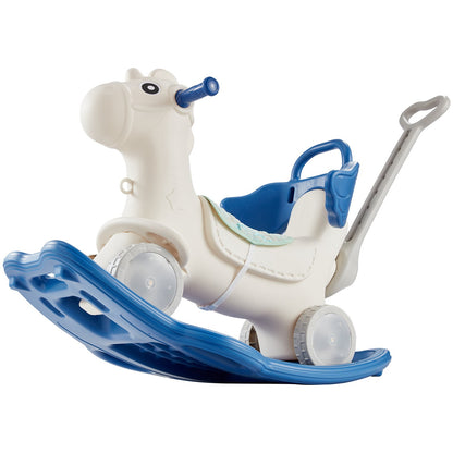 4 in 1 Rocking Horse for Toddlers 1-3 Years, Baby Rocking Horse with Detachable Balance Board, Push Handle and 4 Smooth Wheels, Support up to 80 lbs HDPE Kids Ride on Toy with Sound, Blue - Image 9