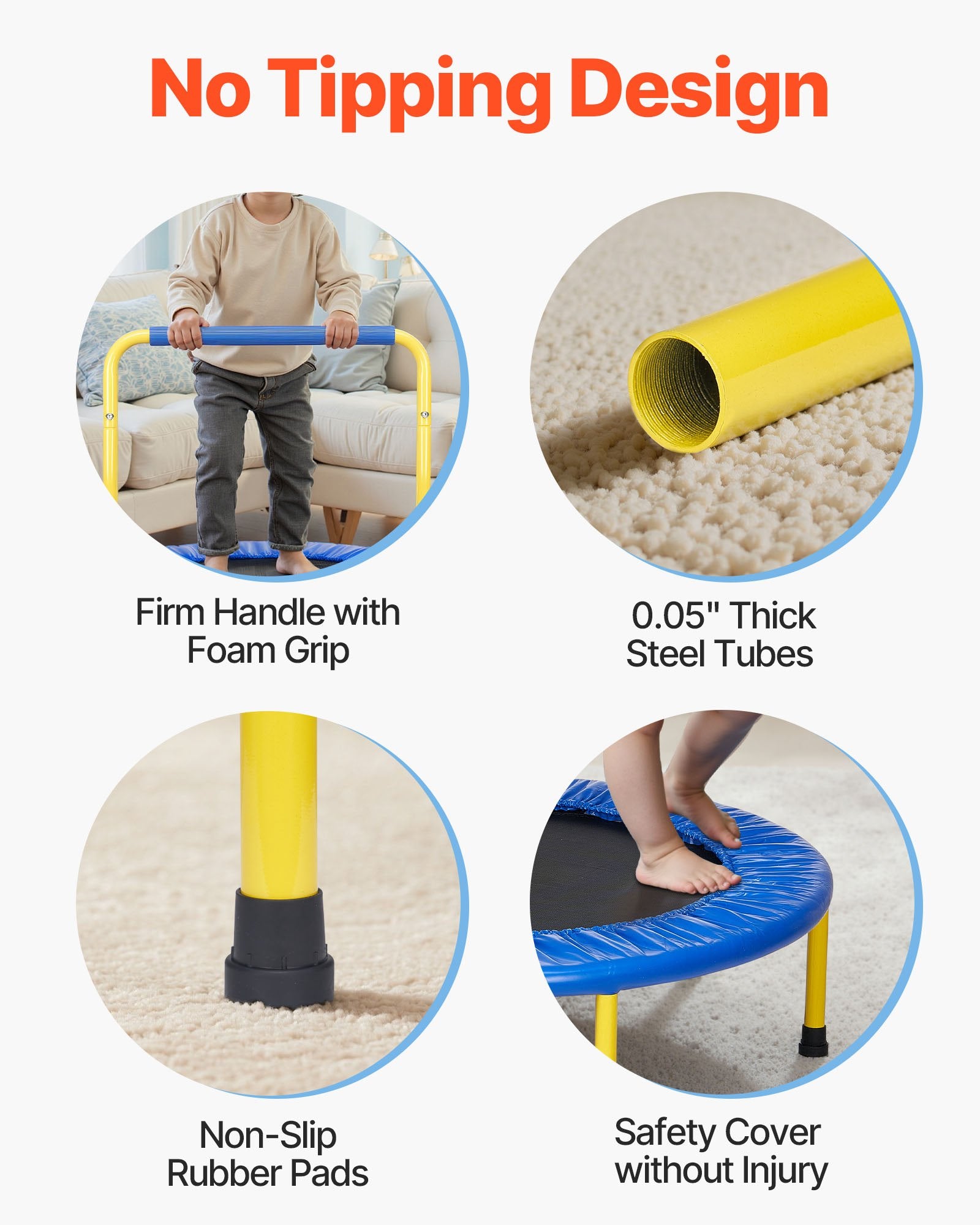 3FT Trampoline for Kids, 92 cm Trampolines Indoor/Outdoor Trampoline for Toddlers, Foldable Mini Baby Trampoline with Foam Handle, Recreational Trampoline Birthday Gift for 3+ Years Kids - Image 3