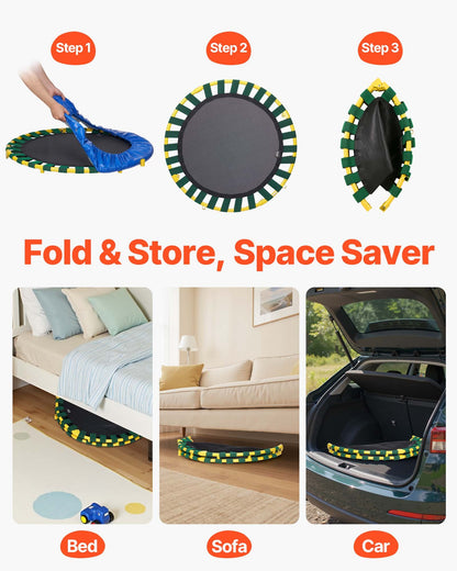 3FT Trampoline for Kids, 92 cm Trampolines Indoor/Outdoor Trampoline for Toddlers, Foldable Mini Baby Trampoline with Foam Handle, Recreational Trampoline Birthday Gift for 3+ Years Kids - Image 5