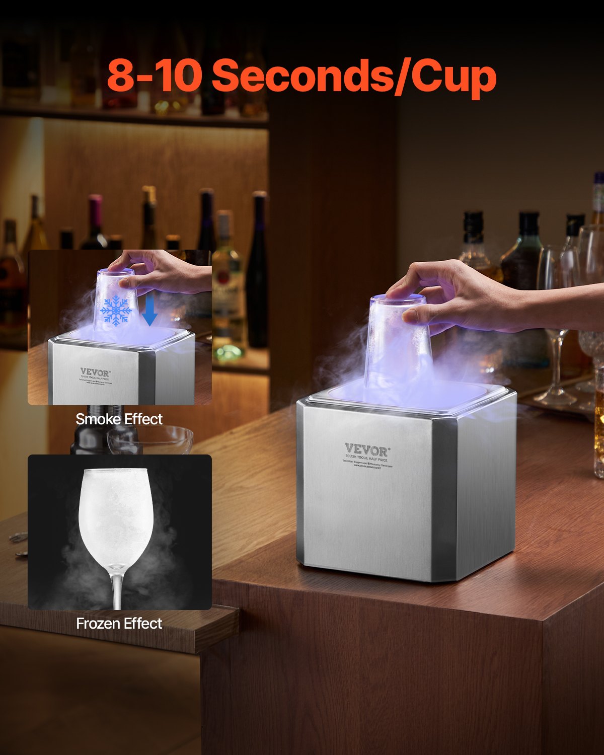 Glass Froster Chiller, CO2 Beer Glass Froster, 8-10 Seconds/Cup with LED Light, Instant Glass Chiller for Wine, Cocktail, Champagne, Mixed Drinks, Juice, Ideal for Bar, Restaurant, Home Kitchen - Image 2