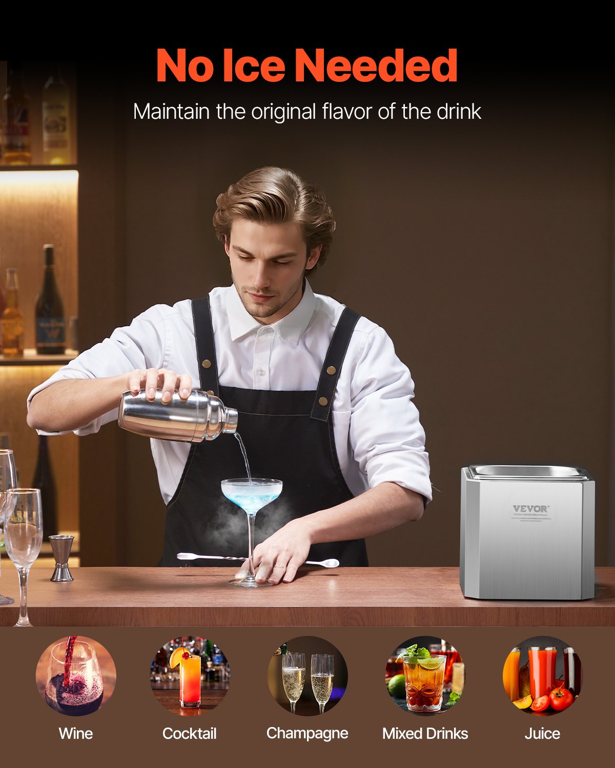 Glass Froster Chiller, CO2 Beer Glass Froster, 8-10 Seconds/Cup with LED Light, Instant Glass Chiller for Wine, Cocktail, Champagne, Mixed Drinks, Juice, Ideal for Bar, Restaurant, Home Kitchen - Image 3