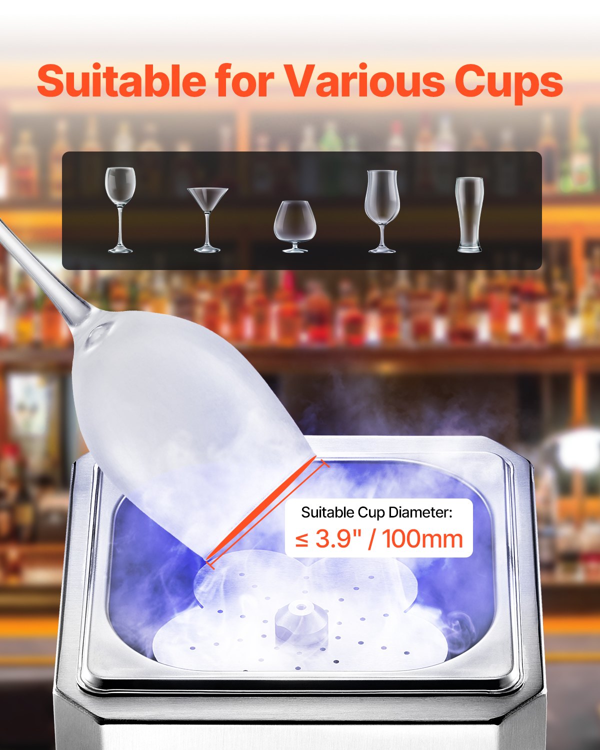 Glass Froster Chiller, CO2 Beer Glass Froster, 8-10 Seconds/Cup with LED Light, Instant Glass Chiller for Wine, Cocktail, Champagne, Mixed Drinks, Juice, Ideal for Bar, Restaurant, Home Kitchen - Image 5