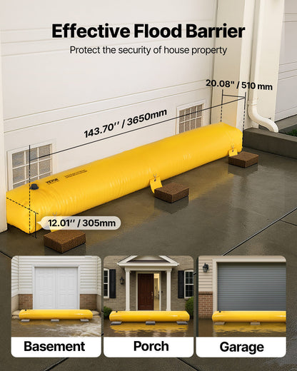 Flood Barrier Hydro Barrier 12' Length x 12" Height for Water Diversion - Image 2