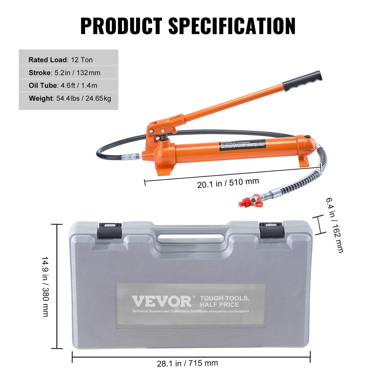 12 Ton Hydraulic Jack Air Pump Lift Ram Body Frame Porta Power Repair Kits - Image 7