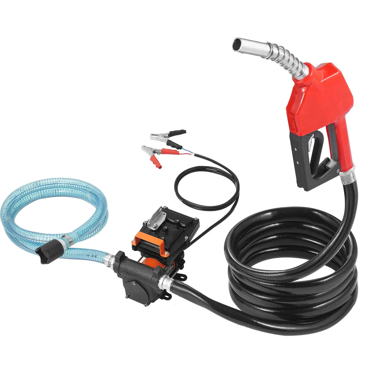 Fuel Transfer Pump 12V 15 GPM 1/4 HP Diesel Pump with Auto Fuel Nozzle