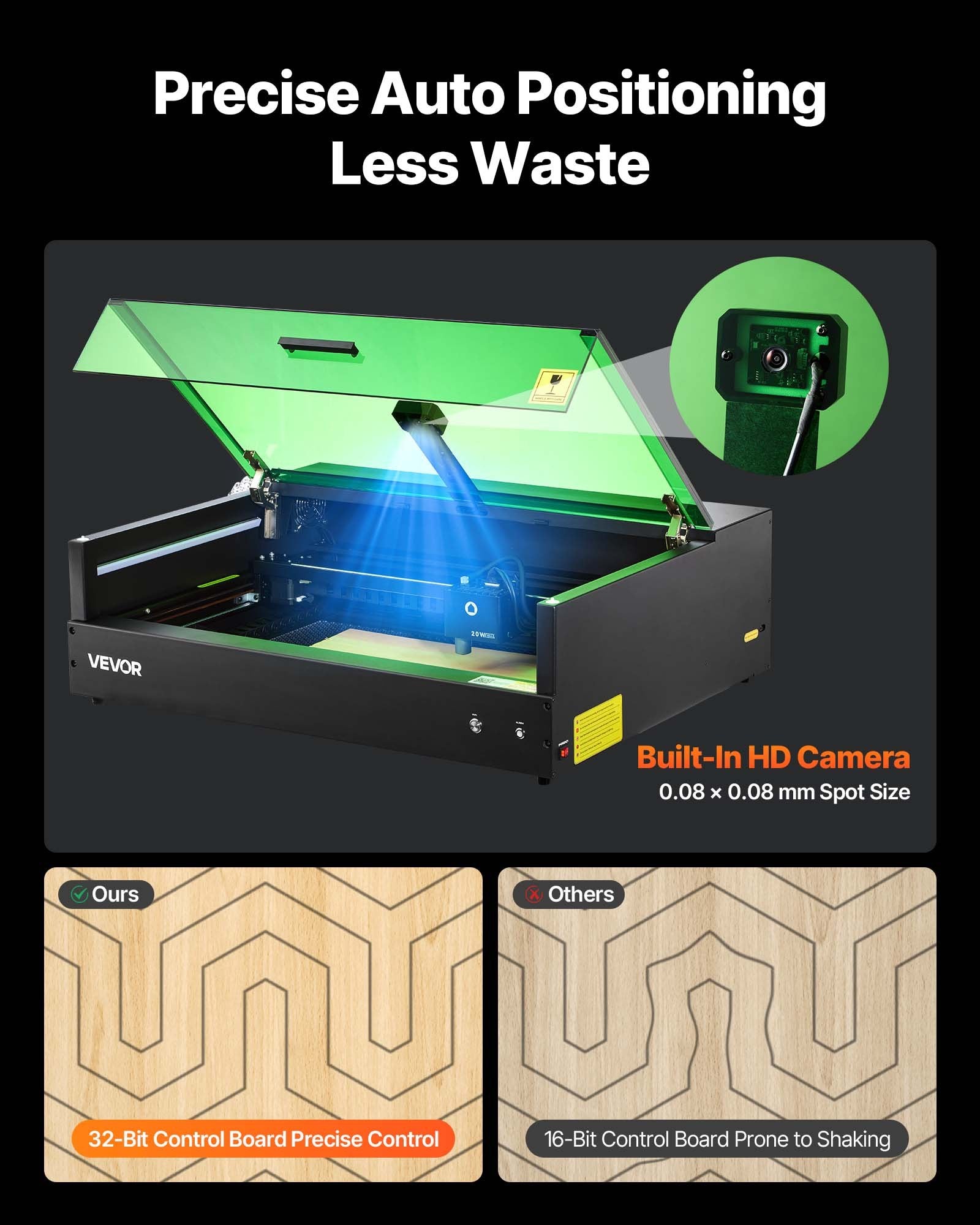 Laser Engraver, 20W, Laser Engraving and Cutting Machine with Enclosure Camera, Laser Cutter, 36000 mm/min, 500 x 320 mm Working Area, for Wood, Leather, Glass, Paper, Certain Metal, Class 1 - Image 4