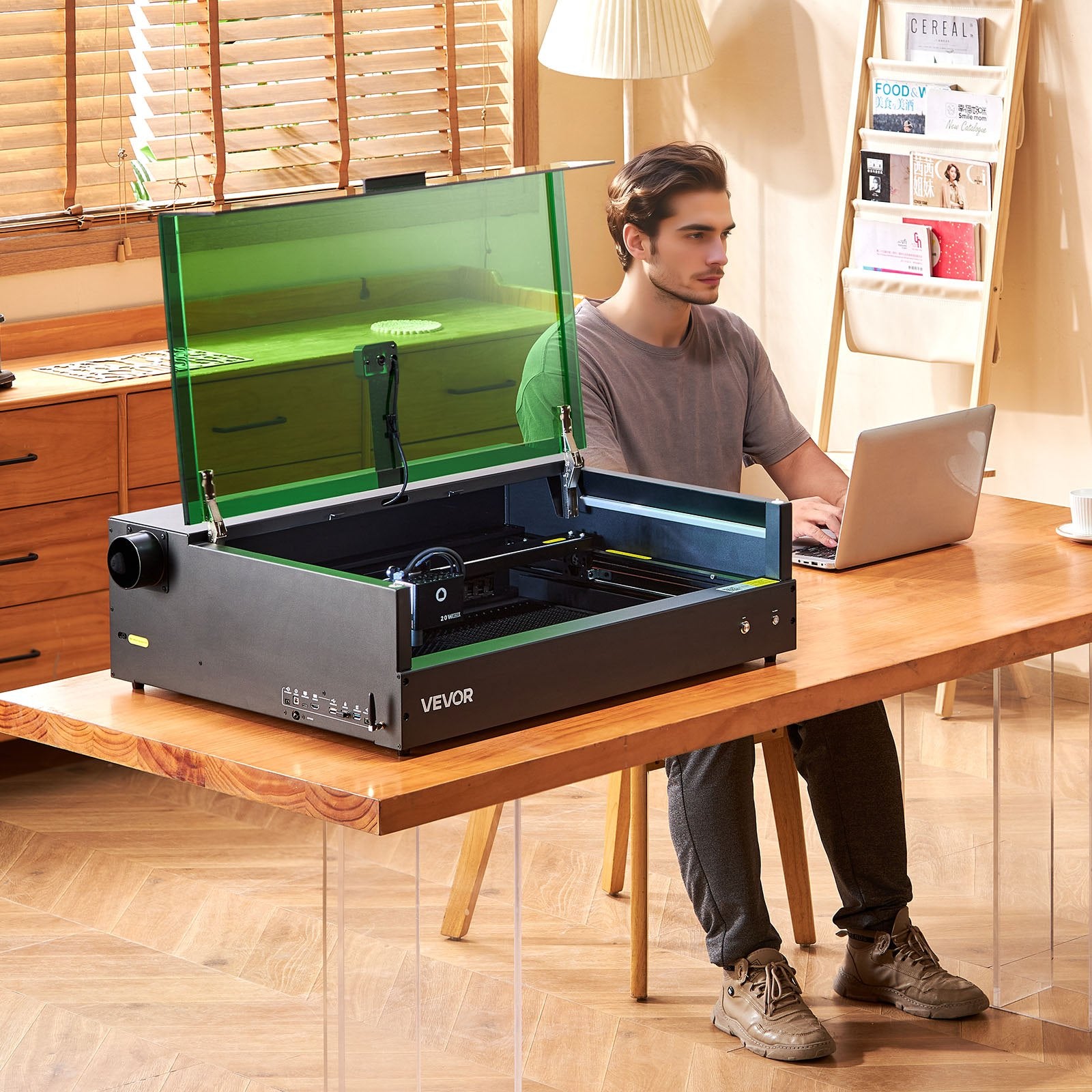 Laser Engraver, 20W, Laser Engraving and Cutting Machine with Enclosure Camera, Laser Cutter, 36000 mm/min, 500 x 320 mm Working Area, for Wood, Leather, Glass, Paper, Certain Metal, Class 1 - Image 8