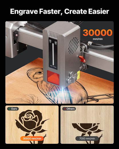 Laser Engraver, 20W, Laser Engraving and Cutting Machine with Enclosure Camera, Laser Cutter, 400 x 400 mm Working Area, 30000 mm/min, for Wood, Leather, Glass, Paper, Certain Metal, Class 1 - Image 2