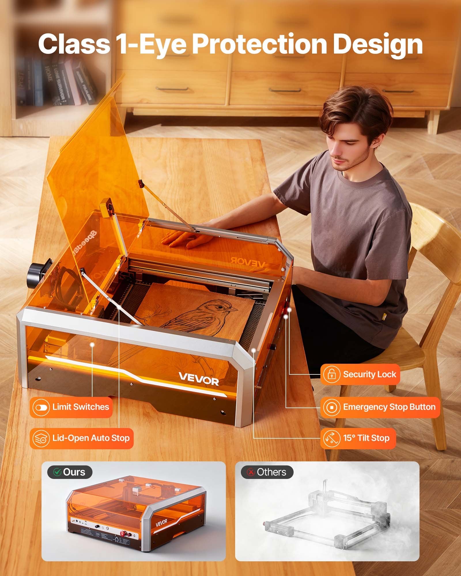 Laser Engraver, 20W, Laser Engraving and Cutting Machine with Enclosure Camera, Laser Cutter, 400 x 400 mm Working Area, 30000 mm/min, for Wood, Leather, Glass, Paper, Certain Metal, Class 1 - Image 5