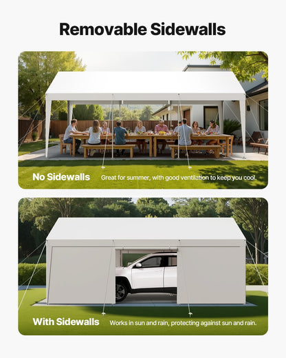 Carport Car Canopy 12x20FT Heavy Duty Car Shelter with Sidewalls Grey - Image 5