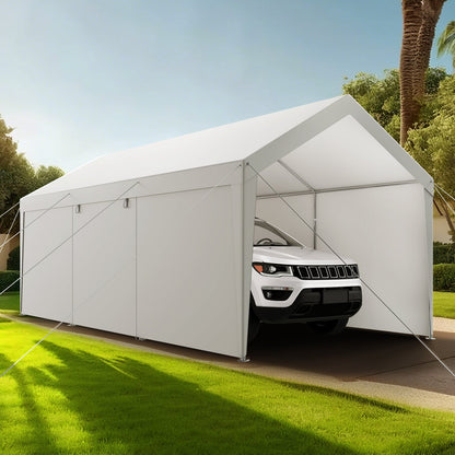 Carport Car Canopy 12x20FT Heavy Duty Car Shelter with Sidewalls Grey - Image 8