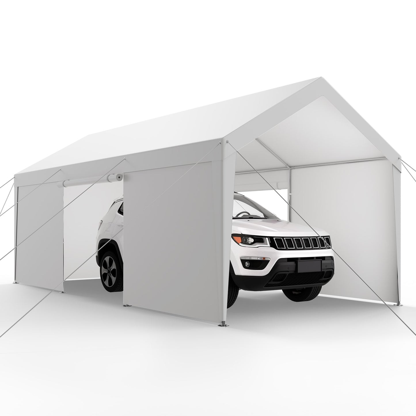 Carport Car Canopy 12x20FT Heavy Duty Car Shelter with Sidewalls Grey - Image 9